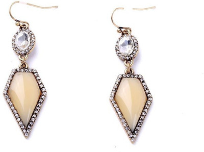 

Fabula Gold & White Zircon American Diamond AD CZ Jewellery for Women & Girls Metal Dangle Earring