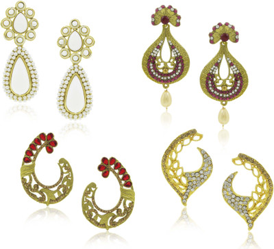 

Jeweltech Wedding Designer Princess Delight Combo Pack Of 4 Crystal Alloy Earring Set