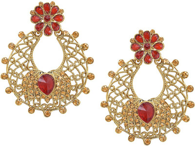 Shining Jewel Chand bali Crystal Brass Drops & Danglers