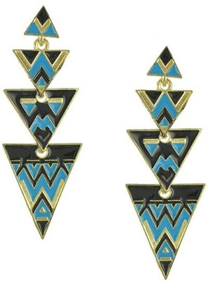 

Aaishwarya Mesmerizing Geometric Blue Crystal Enamel Drop Earring