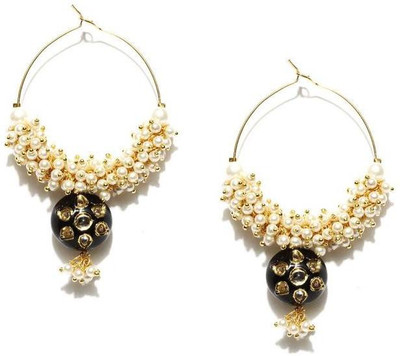 

Blissdrizzle Gold Toned & Off-White Metal Hoop Earring