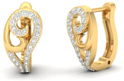 

Jewels5 Barrenwort Yellow Gold 14kt Diamond Hoop Earring(Rhodium Plated)