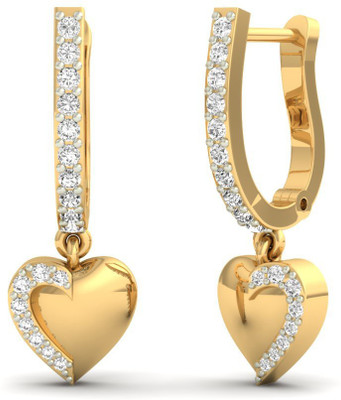 

Jewels5 Love Heart Yellow Gold 14kt Diamond Hoop Earring(Rhodium Plated)