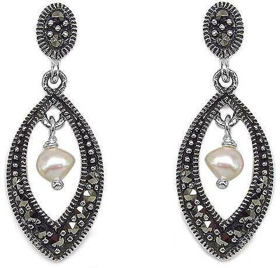 Johareez Beautiful Pearl Sterling Silver Drop Earring