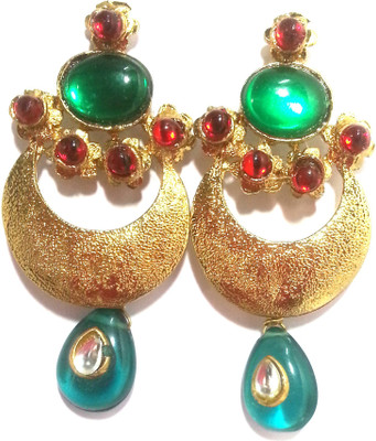 

Kshitij Jewels Kundan Polki Range Alloy Chandbali Earring