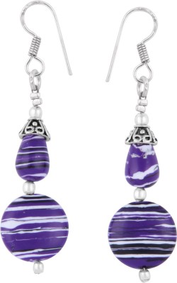 Pearlz Ocean 2.5 Inch Dyed Howlite Purple and White, Coin and Drop Shaped Alloy Drops & Danglers