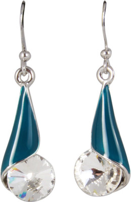 

Jazz Jewellery Fancy Design White Stone Blue & White Dangler Alloy Stud Earring