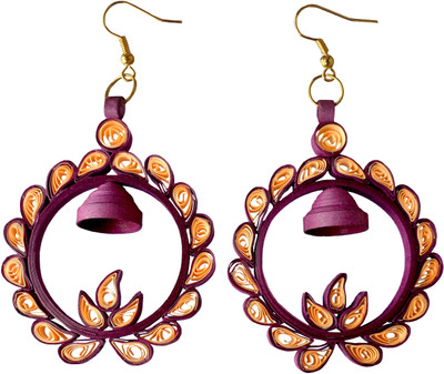 

Designer's Collection Quilled Purple & Orange Paper Dangle Earring