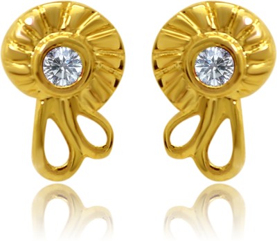 mahi White Round Floral Cubic Zirconia Alloy, Brass Stud Earring