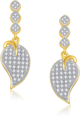 

Meenaz Exclusive Leaf Cz Rhodium Alloy Stud Earring