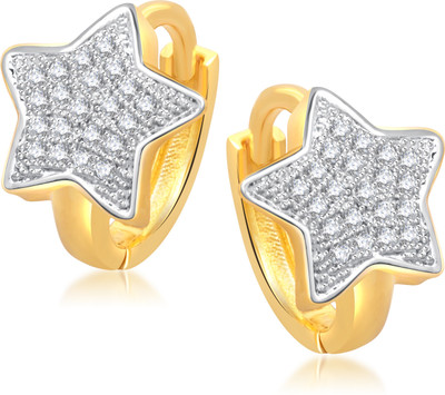 

Meenaz Star Shape Micro Pave Cubic Zirconia Alloy Hoop Earring