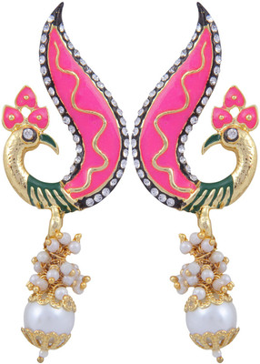 

Pink Rose Mayur Alloy Drop Earring