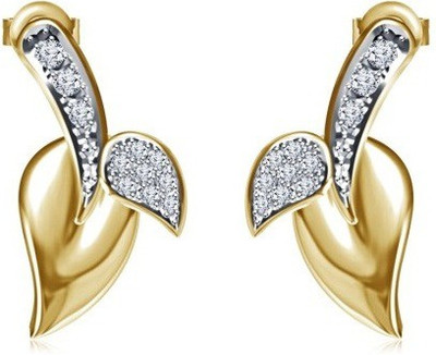 Vorra Fashion New Leaf Shape Cubic Zirconia Sterling Silver Stud Earring