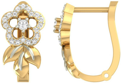 

Jewels5 Big Flower Yellow Gold 14kt Diamond Hoop Earring(Rhodium Plated)