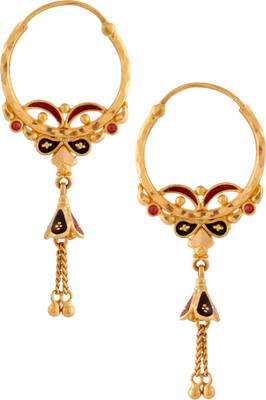 

ZKD Jewels Meenakari Yellow Gold 22kt Hoop Earring