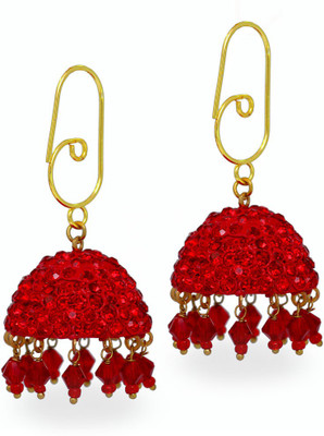 

Jaipur Mart Traditional Red Color Handmade Rajasthani Partywear Lakh Fashion Jewelry Lac Jhumki Earring
