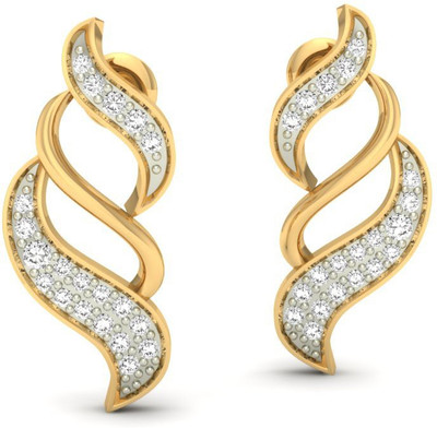 

Jewels5 Camellia Yellow Gold 14kt Diamond Stud Earring(Rhodium Plated)