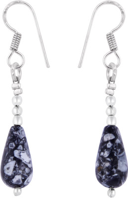 

Pearlz Ocean 2.5 Inch Dyed Howlite Black and White Drop Alloy Dangle Earring