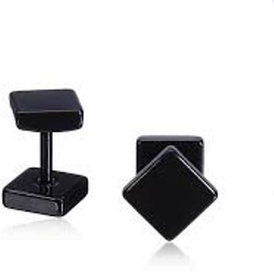 VAISHNAVI First Quality Korean Made 8mm Non-Allergic Tungsten Square Shape Stainless Steel Stud Earring