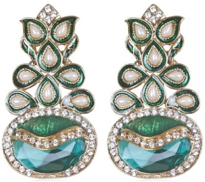 rajwada arts Ultra Stylish Emerald Brass Drops & Danglers