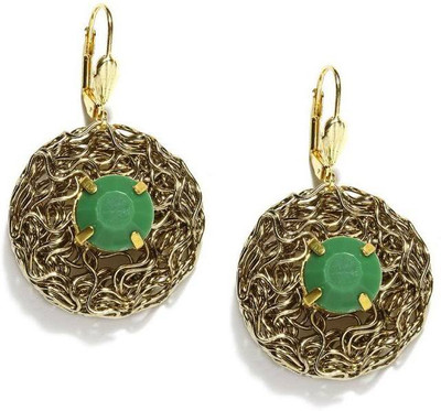 

Blissdrizzle Gorgeous Green Artstone Metal Dangle Earring