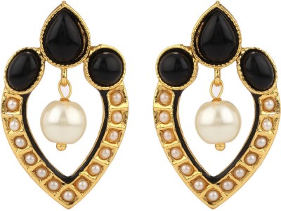 rajwada arts Black Enamel Brass Drops & Danglers