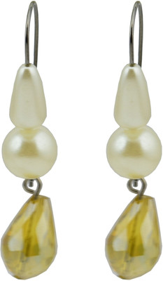 

High Trendz White Pearlz With yellow Crystal Drop Pearl Alloy Hoop Earring