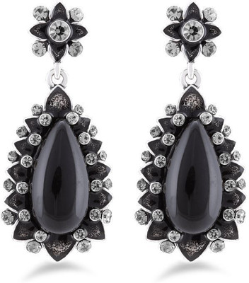 

Jazz Jewellery Partyweaar Black and White Stone Flower Design Earring Alloy Drop Earring