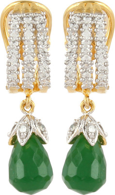 

Affinity Beautiful Three Lined Cubic Zirconia, Emerald Alloy, Silver Drop Earring