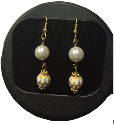 Kanishk Creations White Shell Pearl Alloy Drops & Danglers