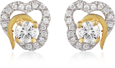 mahi Floral Petal Cubic Zirconia Alloy, Brass Stud Earring