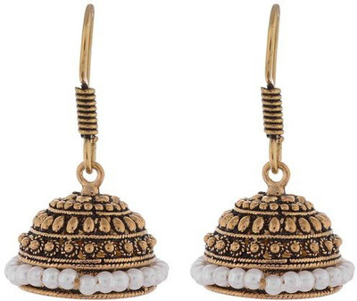 

CTW Pearl Studded Black Metal Alloy Jhumki Earring
