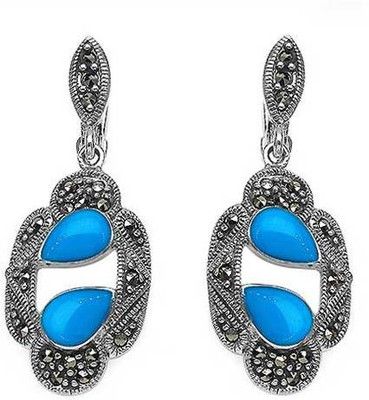 

Johareez Floral Onyx Sterling Silver Drop Earring