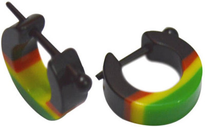 66% OFF on LITTLE GOA Rasta Color Ring Shape Body Piercing Acrylic Huggie Earring