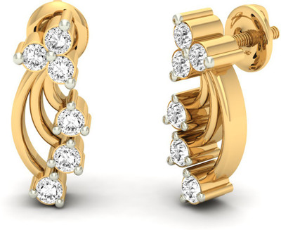 

Jewels5 Delphinium Yellow Gold 18kt Diamond Stud Earring(Rhodium Plated)