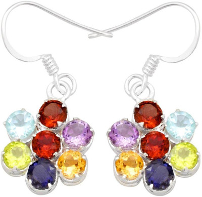 

YugshaJewels Elegant YJE-1866 Garnet, Topaz, Peridot, Iolite, Citrine, Amethyst Sterling Silver Dangle Earring