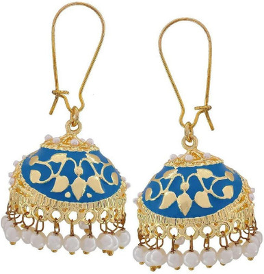 the jewelbox Flower Meena Copper Jhumki Earring