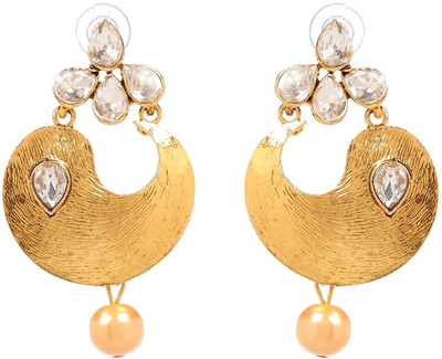 GoldNera 18K Goldplated Kundan Textured Alloy Drops Danglers GoldNera Earrings