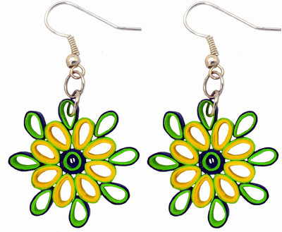 

Designer's Collection Yellow Green Blue Beauty Paper Dangle Earring