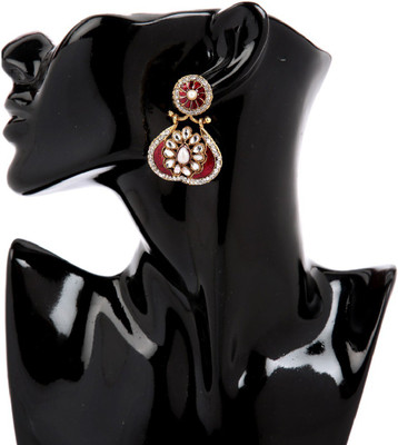GoldNera Traditional Kundan Alloy Drops Danglers GoldNera Earrings