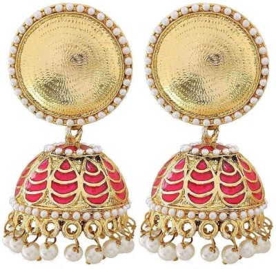 the jewelbox Antique Meenakari Copper Jhumki Earring