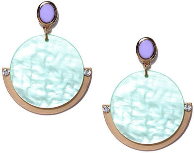 

Blissdrizzle Mint Green & Gold-Toned Acrylic Drop Earring