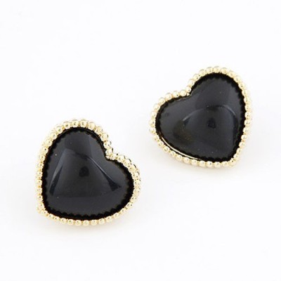 Cinderella Collection By Shining Diva Amazing Black & Golden Alloy Stud Earring