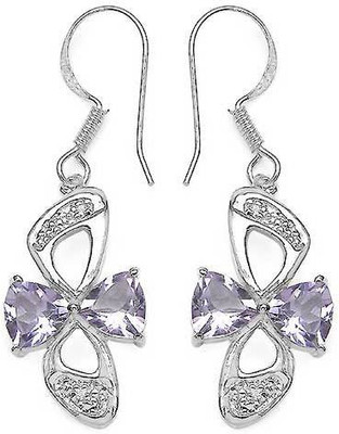 Johareez Sparkle Amethyst Sterling Silver Dangle Earring