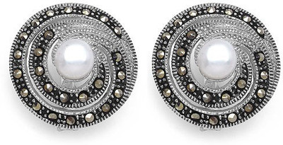 

Johareez Beautiful Pearl Sterling Silver Huggie Earring