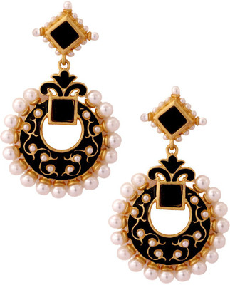 

the jewelbox Meenakari Chaand Copper Drop Earring