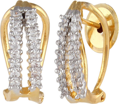 

Affinity Alluring CZ Gold toned Double Lined Cubic Zirconia Silver, Alloy Stud Earring