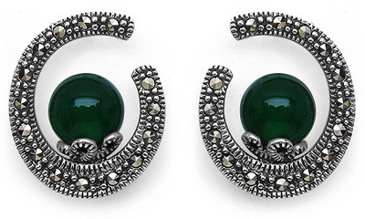 

Johareez Floral Onyx Sterling Silver Stud Earring