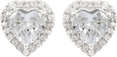 

Exxotic Jewelz Designer Heart Cubic Zirconia Sterling Silver Stud Earring