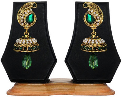 Being Women Elegant Green Gold Plated With Stone Studed Pearl Fashion Alloy Jhumki Earring